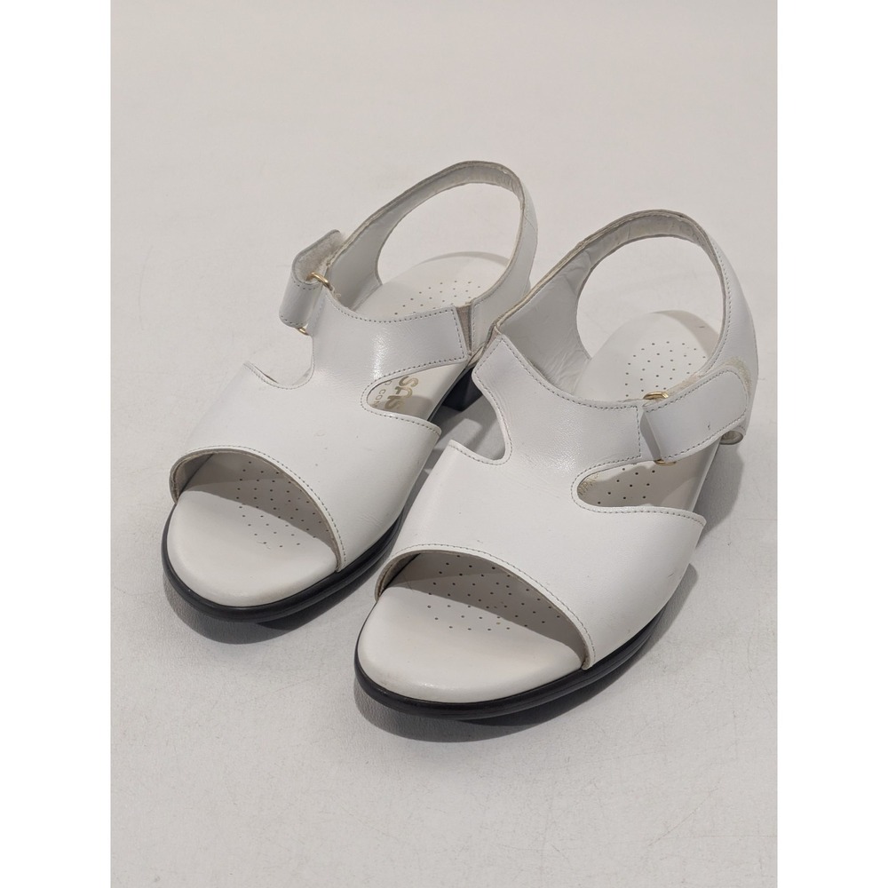 SAS Women's White Leather Comfort‎ Sandals Slingback 7W